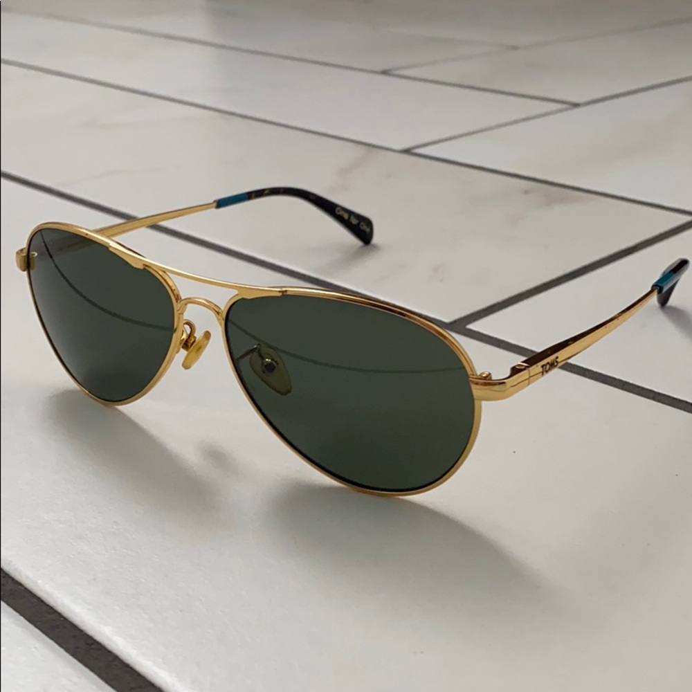 Toms Gold Aviator Sunglasses